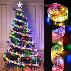 TURNMEON [ Extra Long ] 50 Ft 150 LED Ribbon Christmas Tree Lights Decoration, Adapter Powered Double Layer Copper Wire Fairy String Lights Christmas Tree Decorations Home Indoor New Year -Department 56 Shop 51xWN7ivEkL. AC