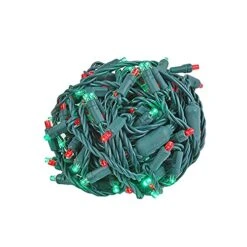 Novelty Lights Red/Green LED Christmas String Lights - UL Listed Indoor/Outdoor Light Set W/ 100 Mini Bulbs For Christmas Tree, Patio, Wedding Decor - (Green Wire, 34' Long)
