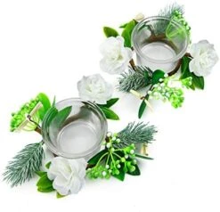 OYATON Christmas Votive Candle Holders With Snowy Pinecone Berry Candle Ring, Decorative Glass Tealight Candle Holder Set Of 2 For Home, Wedding, Living Room And Bedroom Decor(Exclude Candles) -Department 56 Shop 51xrJuVMhbL. AC