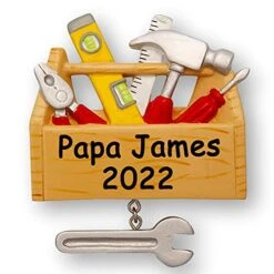 Personalized Toolbox Christmas Ornament - Handyman Construction Worker Tool Set Christmas Tree Decoration - Custom Name And Date