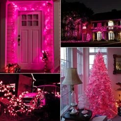Pink Mini Christmas Lights - 39 Feet 100 LED Fairy String Lights With 8 Lighting Modes Waterproof Connectable For Indoor Outdoor Xmas Tree Garland Wreath Holiday Valentine's Day Decoration -Department 56 Shop 51yUSnUOamL