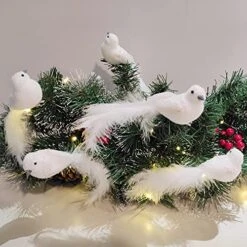 Ogrmar 12Pack Artificial Birds Ornaments Handmade Christmas Artificial Dove Birds With Sequins Clip On Christmas Tree For Christmas Tree Wreaths Garland Decorations(White) -Department 56 Shop 51ykdXmJR7L
