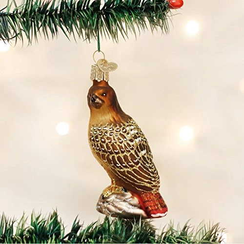 Old World Christmas Ornaments: Bird Watcher Collection Glass Blown Ornaments For Christmas Tree, Red-Tailed Hawk 2 Old World Christmas Ornaments: Bird Watcher Collection Glass Blown Ornaments For Christmas Tree, Red-Tailed Hawk - Image 2