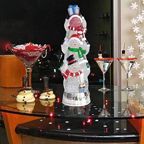 Wondise Lighted Snow Globe Lamp With 6 Hour Timer, Color Changing Battery Operated Snow Globe Lantern Glitter Swirling Christmas Decoration(3-Tiers Snowman, 3.7 X 12.5 Inches) 4 Wondise Lighted Snow Globe Lamp With 6 Hour Timer, Color Changing Battery Operated Snow Globe Lantern Glitter Swirling Christmas Decoration(3-Tiers Snowman, 3.7 X 12.5 Inches) - Image 4