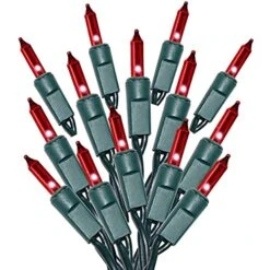 100 Red Christmas Lights, Green Wire 20.6 Feet Long String Lights Set For Outdoor Indoor Décor, Valentines Day, Wedding, Halloween, Christmas Trees, Holiday Lighting Decorations, UL Certified