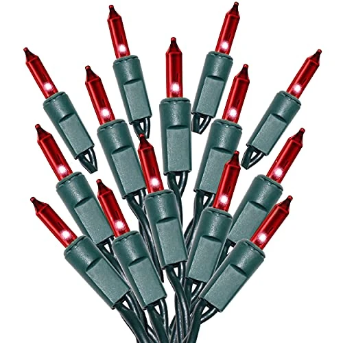 100 Red Christmas Lights, Green Wire 20.6 Feet Long String Lights Set For Outdoor Indoor Décor, Valentines Day, Wedding, Halloween, Christmas Trees, Holiday Lighting Decorations, UL Certified 1 100 Red Christmas Lights, Green Wire 20.6 Feet Long String Lights Set For Outdoor Indoor Décor, Valentines Day, Wedding, Halloween, Christmas Trees, Holiday Lighting Decorations, UL Certified