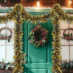 33FT Christmas Tinsel Garland Decoration To Christmas Tree, Thick And Thin Metallic Streamers Foil Tinsel Twist Garland For Xmas Tree Decor Home Indoor Outdoor Holiday Wedding Party Supply (Gold) -Department 56 Shop 610J5BnsVqL