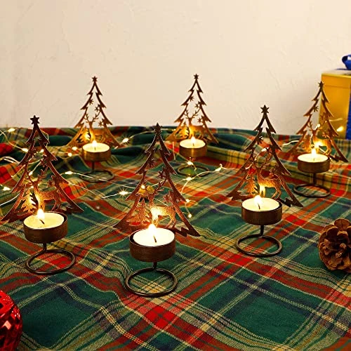 Juegoal Set Of 6 Tea Light Candle Holders, Christmas Decorations Metal Tree And Reindeer Table Candle Holder, Rust-Proof Tabletop Tealight Centerpiece And Display For Holiday Home Mantel Fireplace 6 Juegoal Set Of 6 Tea Light Candle Holders, Christmas Decorations Metal Tree And Reindeer Table Candle Holder, Rust-Proof Tabletop Tealight Centerpiece And Display For Holiday Home Mantel Fireplace - Image 6