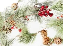 CraftMore Christmas Smokey Pine And Red Berry Garland 6 Feet