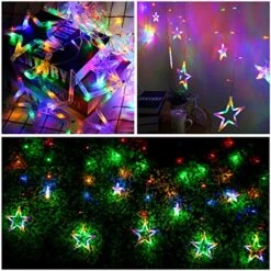 Blingstar Star Curtain Lights 138 LED 12 Star Multicolor Christmas Lights 8.2ft Connectable Window Lights With Remote Plug In Curtain String Lights For Indoor Outdoor Room Birthday Wedding Party Decor -Department 56 Shop 610f4JJ0lWL