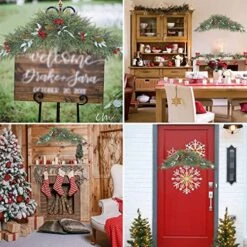 U'Artlines Christmas Swag For Front Door Artificial Decorative Swag Decoration With Pine Cone, Berries For Indoor & Outdoor Window Wall Fireplace Mantle Home Holiday Xmas Decor (43" Green) -Department 56 Shop 61168GarIQL