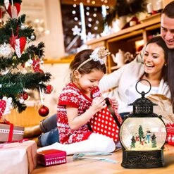 DRomance Christmas Singing Snow Globe Lantern Battery Operated USB Powered Lighted Water Glitters Music Snow Globe Holiday Decoration For Women Children(Snowman, 6 X 3.2 X 11 Inches) -Department 56 Shop 611Gc3PpnjL