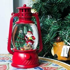 TIJNN Snow Globe Lantern Water Sparkling Santa Claus And Christmas Tree Scene, Battery And USB Powered Home Decoration Lights Birthday -Department 56 Shop 611HvCZG5QL