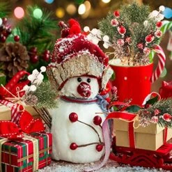 Haconba 16 Pack Christmas Berries Pine Cones Artificial Holly Pine Branches Picks Stems For Xmas Trees Decoration Garland Wreath Craft Winter Holiday Home Decor -Department 56 Shop 611dGMab7KL