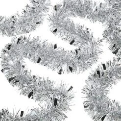 WILLBOND 50 Feet In 1 Piece Christmas Tinsel Garland Metallic Tinsel Twist Garland Christmas Tree Decorations Birthday Wedding New Year Hanging Decorations Party Supplies 3 Inch (Silver) -Department 56 Shop 611sc3XCz4L. AC