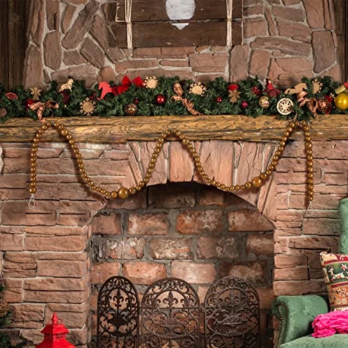 12 Feet Christmas Wooden Beads Xmas Bead Garland Round Craft Bead Garland Farmhouse Bead Garland Vintage Wooden Beads For Christmas Decoration Supplies (Coffee) 4 12 Feet Christmas Wooden Beads Xmas Bead Garland Round Craft Bead Garland Farmhouse Bead Garland Vintage Wooden Beads For Christmas Decoration Supplies (Coffee) - Image 4