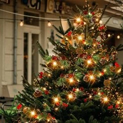 Christmas Garland With Lights,Pine Cone Red Berry Bells Garland String Lights, 10 Ft 30 LED Lights, Indoor Christmas Decorations For Home And Fireplace Mantel Decor, Christmas Tree Decor -Department 56 Shop 612sDHU36BL