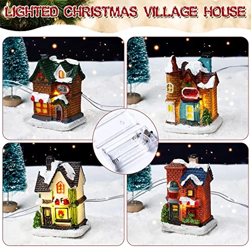 31 Pcs Christmas Village Figurines Decoration Set Lighted LED Christmas Village Houses With Figurines And Snow Blanket Roll For Christmas Town Scene Desktop Ornaments Battery Operated Landscape Decor 3 31 Pcs Christmas Village Figurines Decoration Set Lighted LED Christmas Village Houses With Figurines And Snow Blanket Roll For Christmas Town Scene Desktop Ornaments Battery Operated Landscape Decor - Image 3