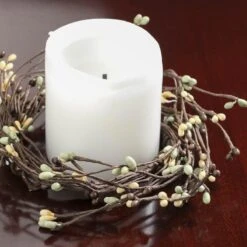 Artificial Red Pip Berry Candle Rings – Pack Of 6 Red Christmas Berry Farmhouse Home Decor For Centerpiece Decorations And Small Wreaths (Size: 7" Diam) -Department 56 Shop 613eQB3e0eL. AC