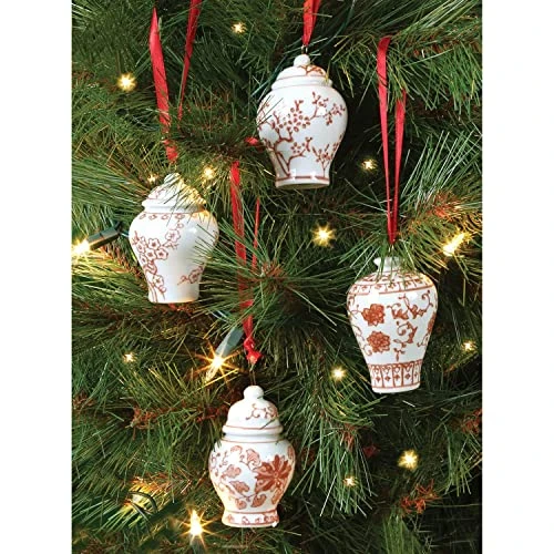 Bandwagon Mini Ginger Jar Ornaments, Set Of 4 Porcelain Hanging Ornaments, Christmas 2 Bandwagon Mini Ginger Jar Ornaments, Set Of 4 Porcelain Hanging Ornaments, Christmas - Image 2