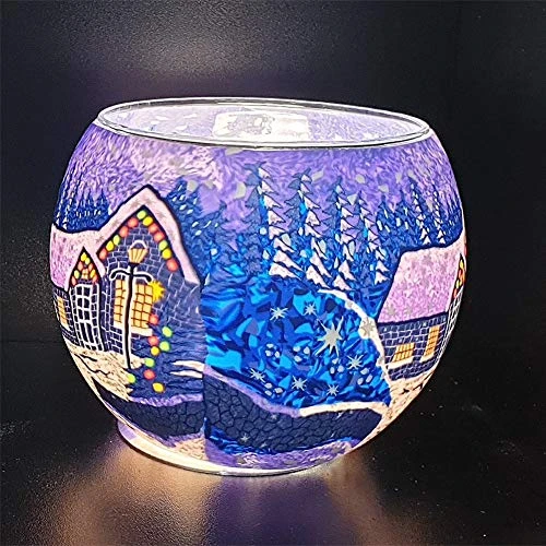 Benaya Glass Nightlight Christmas Tealight Holder - Winter Wonderland 2 Benaya Glass Nightlight Christmas Tealight Holder - Winter Wonderland - Image 2