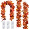 3 Pack Fall Decor For Home Fall Leaves Garland Thanksgiving Decorations Indoor Outdoor 5.8Ft/Piece Artificial Maple Leaf Garland For Autumn Harvest Halloween Party Thanksgiving Fireplace Decor (Red) -Department 56 Shop 614Y0DVVxHL