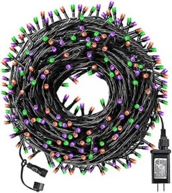 FUNPENY 300 LED Indoor String Lights, 100 FT Plug In Waterproof String Lights With 8 Modes For Halloween Thanksgiving Christmas Garden Decoration, Indoor And Outdoor Decorations (White) -Department 56 Shop 615J41KIL. AC