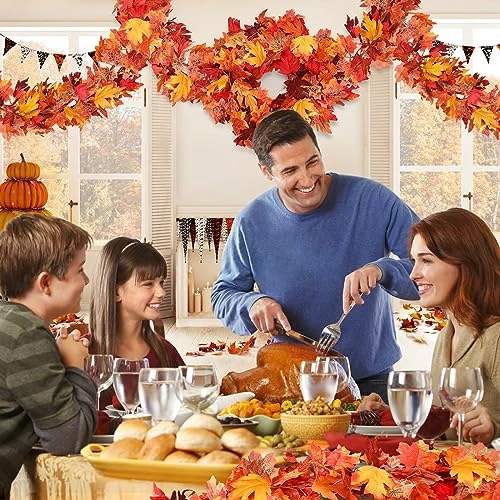 3 Pack Fall Decor For Home Fall Leaves Garland Thanksgiving Decorations Indoor Outdoor 5.8Ft/Piece Artificial Maple Leaf Garland For Autumn Harvest Halloween Party Thanksgiving Door Decor (Red) 3 3 Pack Fall Decor For Home Fall Leaves Garland Thanksgiving Decorations Indoor Outdoor 5.8Ft/Piece Artificial Maple Leaf Garland For Autumn Harvest Halloween Party Thanksgiving Door Decor (Red) - Image 3