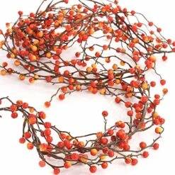 Factory Direct Craft 6 Feet Of Flexible Artificial Autumn Berry Garland - Weatherproof Vinyl Garland - Use Indoors And Outdoors
