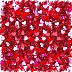 26.2 Feet Valentines Tinsel Garland Metallic Tinsel Twist Garland With Heart Ornament Valentines Tree Hanging Garland Decoration For Home Valentine's Day Decor (Red, Pink,Cute Style)