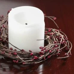 Artificial Red Pip Berry Candle Rings – Pack Of 6 Red Christmas Berry Farmhouse Home Decor For Centerpiece Decorations And Small Wreaths (Size: 7" Diam) -Department 56 Shop 617qE3MjvuL. AC