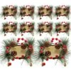 20 Pieces Mini Christmas Wreath Christmas Candle Holder For Pillar Candles, 10 Pieces Votive Candle Berry Ring With Pinecones And 10 Pieces Metal Candle Holders For Wedding Christmas Party Decoration