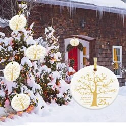 50 Years Anniversary Ornament, 2023 Christmas Hanging Ornament, 50th Years Couple Gifts For Wedding Anniversary, 50thHusband&Wife Married Decoration, 2023 Couple Christmas Ceramic Ornament With Ribbon -Department 56 Shop 61AnXBKsESL 1