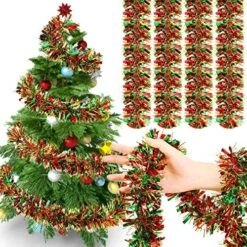 Dilunave 40 Feet Metallic Tinsel Twist Garland Foil Tinsel Garland Decoration Christmas Tinsel Garland For Christmas Tree, Wedding, Birthday And Party Hanging Decorations (Gold) -Department 56 Shop 61BSGwV90JL. AC
