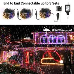 Brizled Christmas Lights, 65.67ft 200 LED Color Changing Tree Lights 11-Function Warm White & Multicolor Christmas Lights, Connectable 24V Safe Adapter Remote Decorative Lights String For Xmas Party -Department 56 Shop 61BZk8dRK1L
