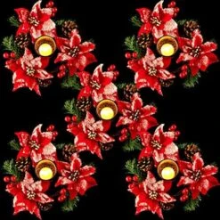 10 Pieces Christmas Candle Rings Xmas Candle Wreath Ring Garland Artificial Poinsettia Candle Rings For Pillar With Candle Holders For Home Wedding Dining Table Centerpiece Decoration(Gold) -Department 56 Shop 61BkMxi2GOL. AC