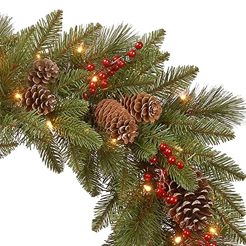 National Tree Company Pre-Lit Artificial Christmas Wreath, Green, Bristle Berry Pine, White Lights, Decorated With Frosted Branches, Pine Cones, Berry Clusters, Christmas Collection, 24 Inches 5 National Tree Company Pre-Lit Artificial Christmas Wreath, Green, Bristle Berry Pine, White Lights, Decorated With Frosted Branches, Pine Cones, Berry Clusters, Christmas Collection, 24 Inches - Image 5