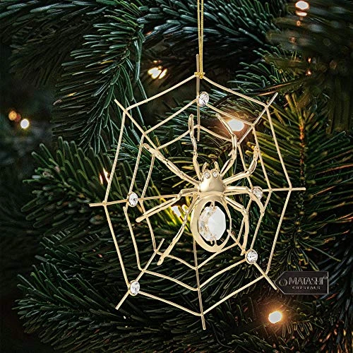 Matashi 24K Gold Plated Crystal Studded Lucky Spider Hanging Ornaments For Christmas Tree Spider Miracle Traditions, Decor - With Story Of The Tradition Of Tinsel Legend Spider On Web Ornament 3 Matashi 24K Gold Plated Crystal Studded Lucky Spider Hanging Ornaments For Christmas Tree Spider Miracle Traditions, Decor - With Story Of The Tradition Of Tinsel Legend Spider On Web Ornament - Image 3