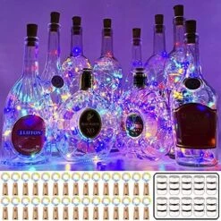 MUMUXI 30 Pack 20 LED Wine Bottle Lights With Cork, 3.3ft Silver Wire Cork Lights Battery Operated Fairy Mini String Lights For Liquor Bottles Party Wedding Halloween Christmas Decorations, 3-Colors -Department 56 Shop 61DJg4JFdJL. AC