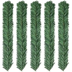 DearHouse 30 Pcs Christmas Garland Ties Artificial Pine Needles,14" Christmas Tree Branches Wired Faux Pine Greenery Stems In Green For Christmas Decoration Craft Gift Wrapping