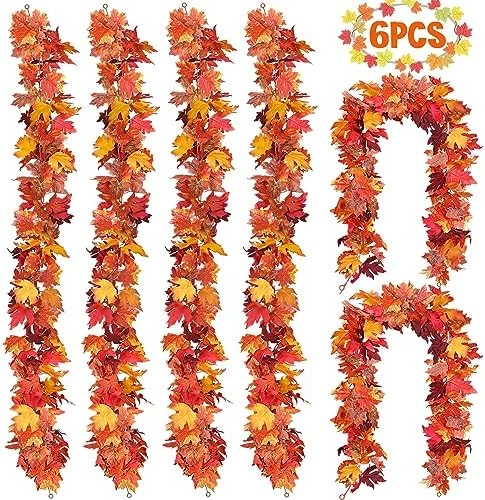 3 Pack Fall Decor For Home Fall Leaves Garland Thanksgiving Decorations Indoor Outdoor 5.8Ft/Piece Artificial Maple Leaf Garland For Autumn Harvest Halloween Party Thanksgiving Fireplace Decor (Red) 8 3 Pack Fall Decor For Home Fall Leaves Garland Thanksgiving Decorations Indoor Outdoor 5.8Ft/Piece Artificial Maple Leaf Garland For Autumn Harvest Halloween Party Thanksgiving Fireplace Decor (Red) - Image 8