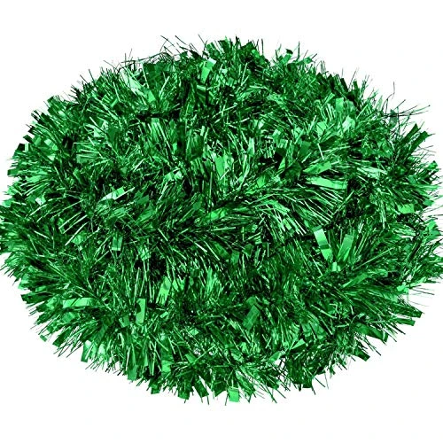 Green Christmas Tinsel Garland Metallic Streamers Birthday Celebrate A Holiday New Years Eve Party Indoor And Outdoor Tinsel Decorations,19 Foot 4 Green Christmas Tinsel Garland Metallic Streamers Birthday Celebrate A Holiday New Years Eve Party Indoor And Outdoor Tinsel Decorations,19 Foot - Image 4
