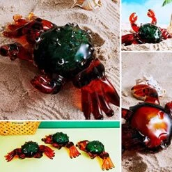 EUSTUMA Hand Blown Glass Crab Figurines Ornament,Sea Animal Ornament For Home Decor,Sea Animals Collection For Birthday Gift.