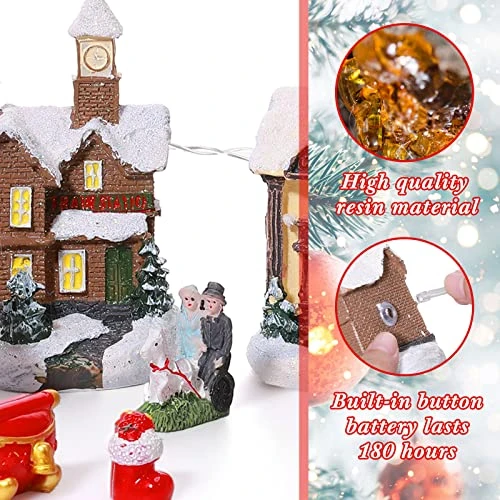 Yerliker 19 Pcs Christmas Village Sets LED Lights Christmas Village Houses With Figurines Battery Operated Christmas Village House Set For Collection Christmas Garden Table Home Indoor Room Decor 1 Yerliker 19 Pcs Christmas Village Sets LED Lights Christmas Village Houses With Figurines Battery Operated Christmas Village House Set For Collection Christmas Garden Table Home Indoor Room Decor