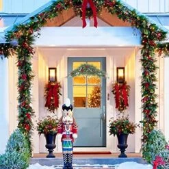 U'Artlines Christmas Swag For Front Door Artificial Decorative Swag Decoration With Pine Cone, Berries For Indoor & Outdoor Window Wall Fireplace Mantle Home Holiday Xmas Decor (43" Green) -Department 56 Shop 61IckeEtT4L