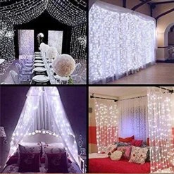 Qunlight Star 304 LED 9.8ftx9.8ft 30V 8 Modes,Window Curtain String Lights Wedding Party Home Garden Bedroom Outdoor Indoor Wall Decorations(Cool White) -Department 56 Shop 61IuoFYTv7L