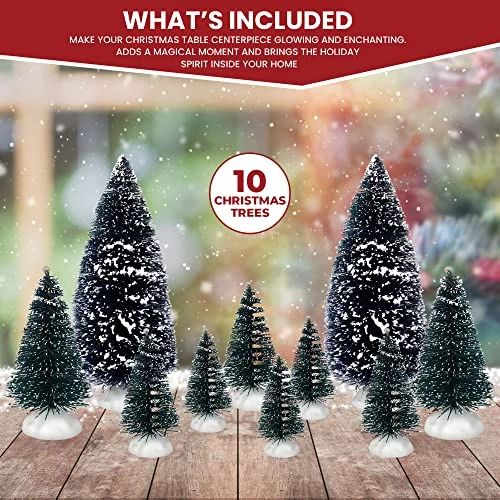 Christmas Trees Set Of 10 For Christmas Village - Perfect Addition To Your Christmas Indoor Decorations & Holiday Collections - This Set Completes Your Christmas Centerpiece - A Thoughtful Gift 2 Christmas Trees Set Of 10 For Christmas Village - Perfect Addition To Your Christmas Indoor Decorations & Holiday Collections - This Set Completes Your Christmas Centerpiece - A Thoughtful Gift - Image 2