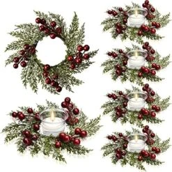 Christmas Candle Rings Artificial Red Berries And Pinecones Candle Rings Wreaths Decor Candle Rings For Pillars Rustic Wedding Centerpiece Christmas Table Decoration For Front Door (4 Pieces) -Department 56 Shop 61KIQPMp0RL. AC 1