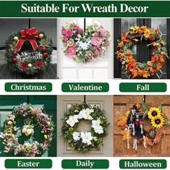 Adjustable Wreath Hanger For Front Door, Metal Wreath Hook For Tall Door 2Pack, 15"-25.4" Adjustable Front Door Wreath Holder Ornament Metal Hook For Christmas Decor Wreath Over The Door Hanger, Black -Department 56 Shop 61Lwyh0S04L