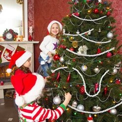 Christmas Wooden Bead Garland Rustic Farmhouse Bead Garland Xmas Tree Bead Ornaments For Christmas Decorations, Total Of 26 Feet (White) -Department 56 Shop 61MPQ7PuHmL